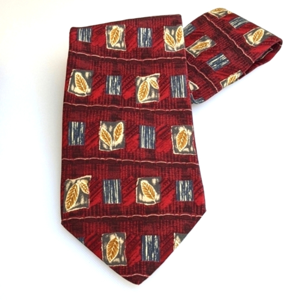 Vintage Designer Italian Silk Tie  - ZYLOS GEORGE MACHADO - Red Gray Brown